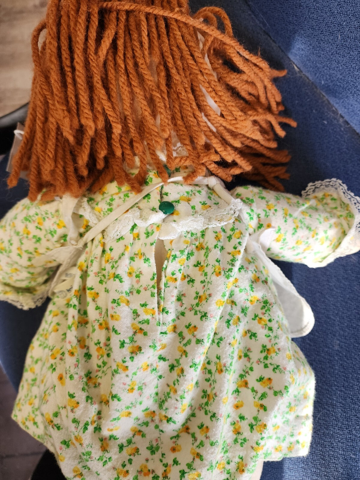 Lovely Soft Rag Doll Green & Yellow Dress Girl Doll Medium 18"