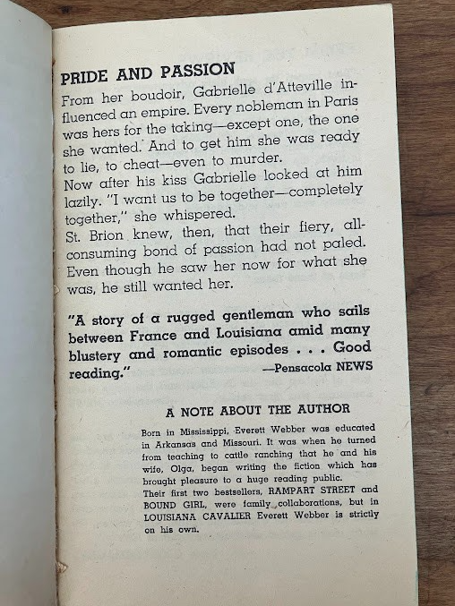 Vtg Paperback - Louisiana Cavalier by Everett Webber