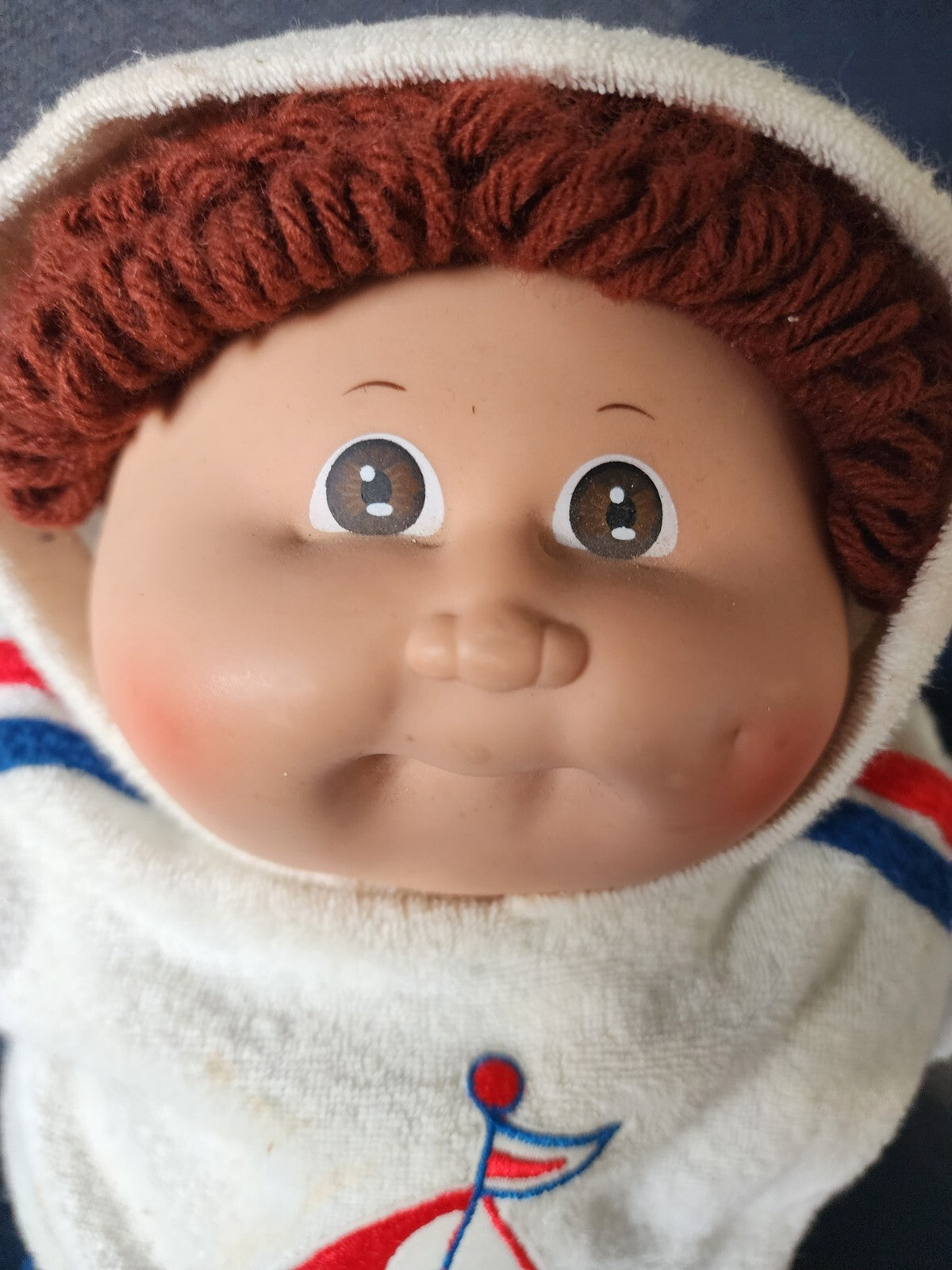 Vtg Cabbage Patch Kids Doll 1982 Boy Overalls Red Hair - 2 Outfits