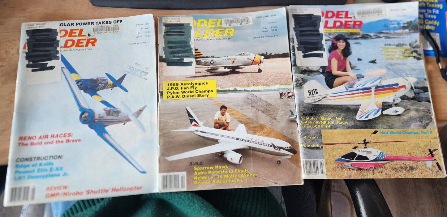 MODEL BUILDER Magazine 1990 Jan-March Aircraft Modeling (Lot of 3)