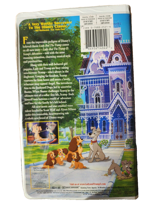 Disney Lady And The Tramp 2 VHS