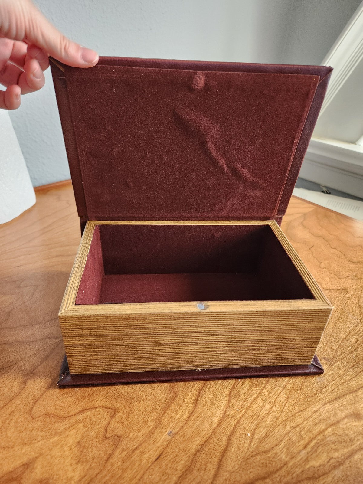 Hidden Compartment Faux Lined Book Magnet Close