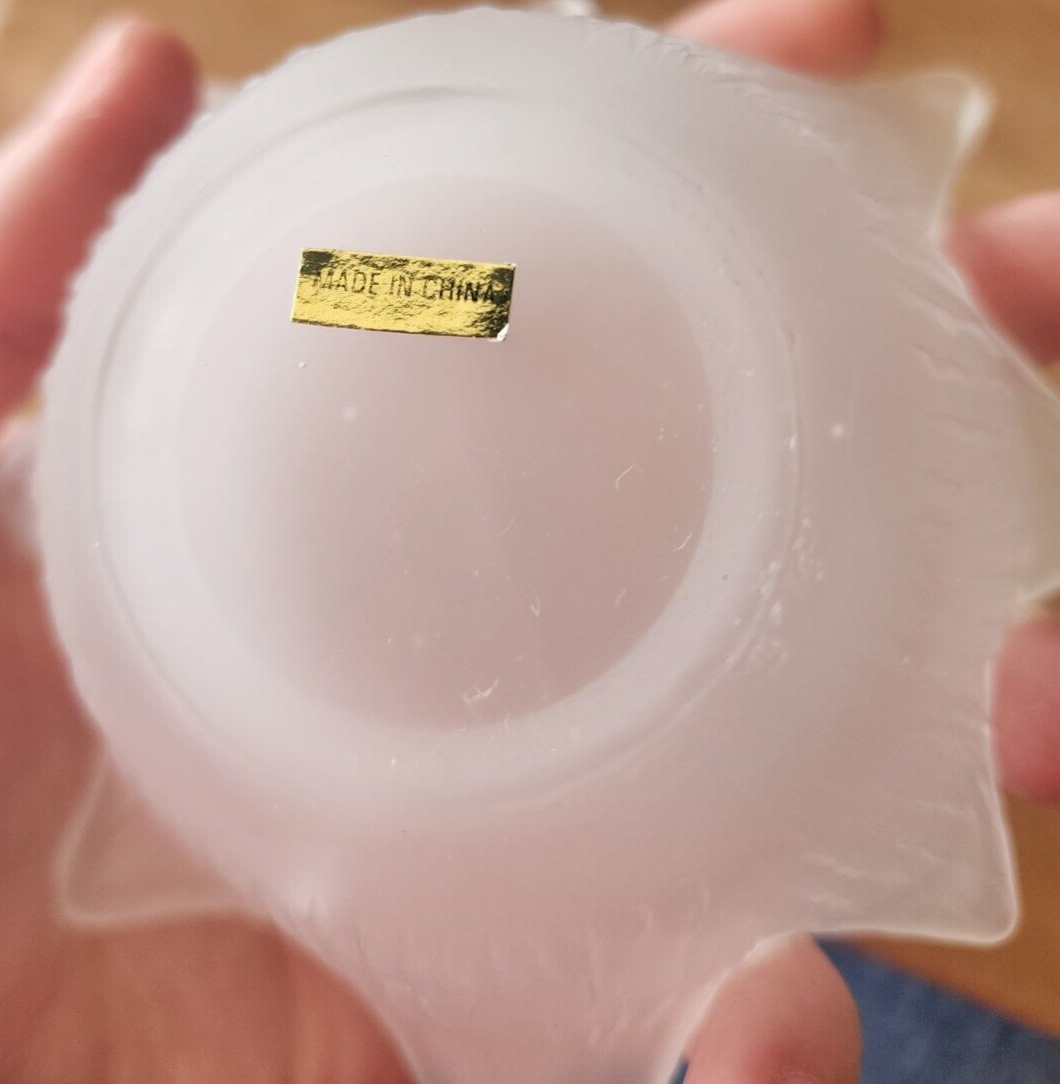 Vtg Frosted Glass Tulip Candle Votive Holders Lot of 2