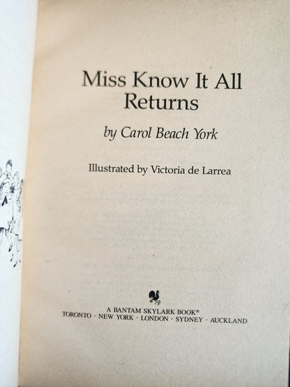 Miss Know It All Returns: A Paperback Book by Carol Beach York
