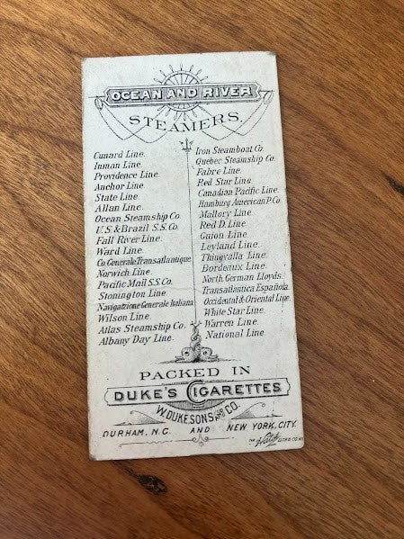 Tobacco Cards: Ocean and River Steamers Duke's Cigarettes - lot of 7