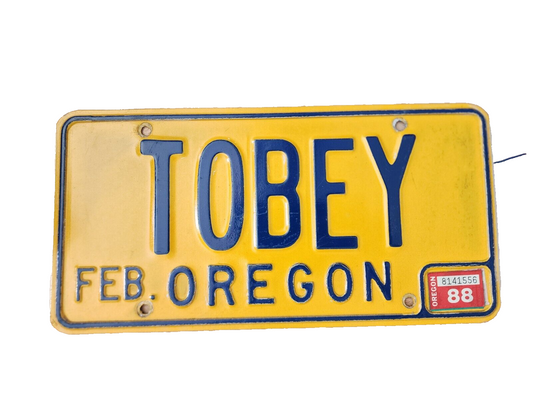 Vanity TOBEY license plate