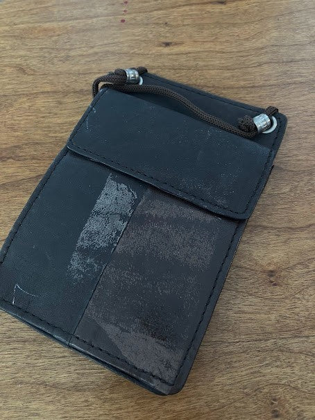 ID Holders: Black Leather Wallets - With Neck Straps (2)