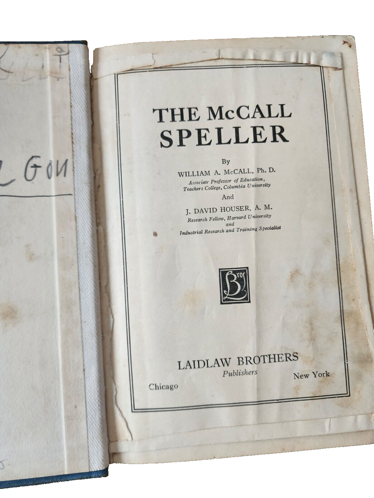 Vtg The McCall Speller Book Two 1925 Laidlaw Brothers Spelling Hardcover