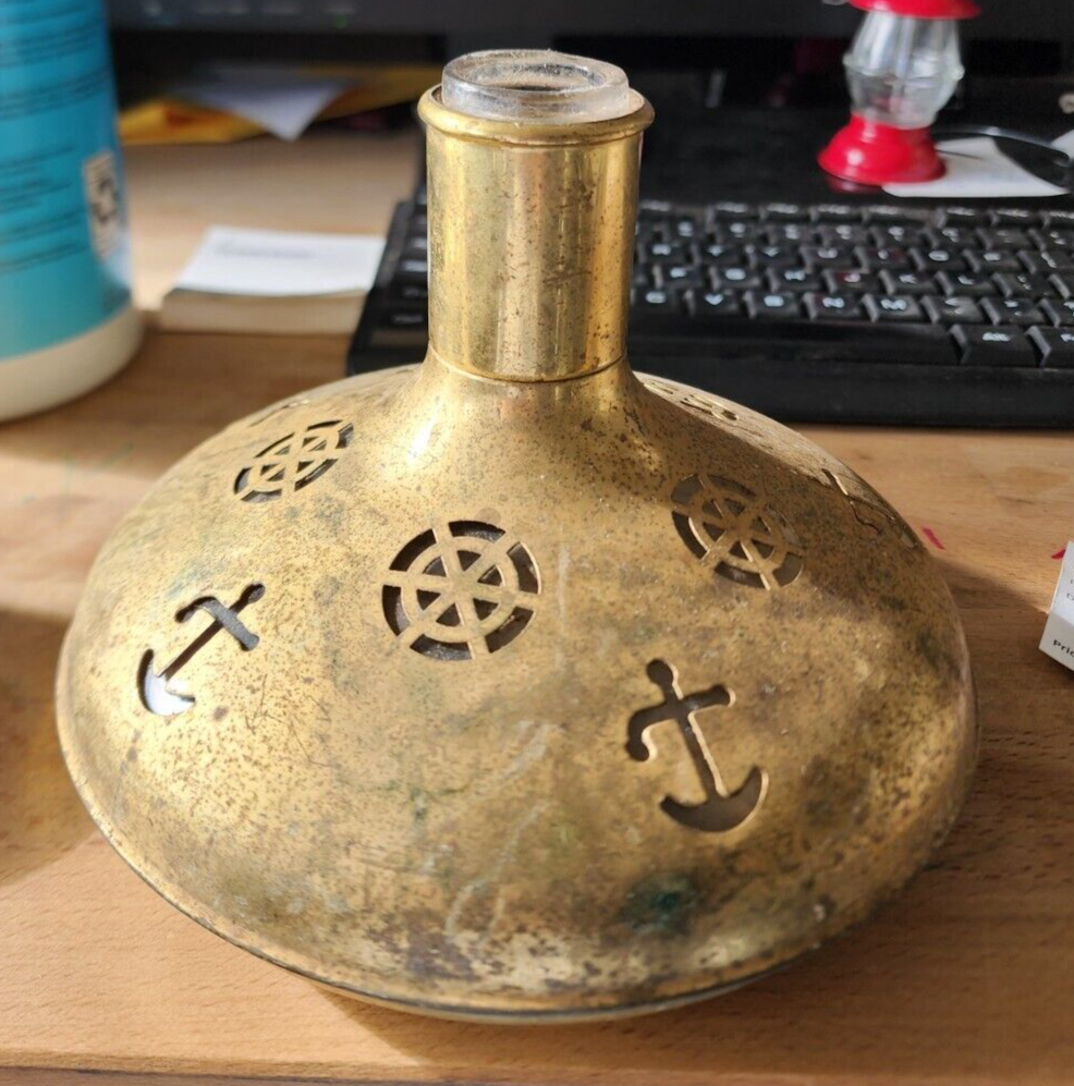 Brass Captains Ships Wheel and Anchor Decanter