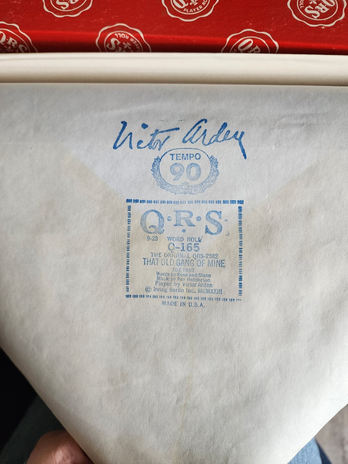 QRS Word Roll "THAT OLD GANG OF MINE" Q-165 Player Piano Roll