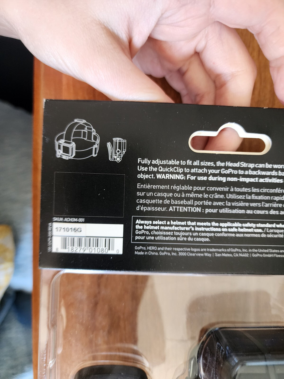 GoPro Quick Clip Head Strap - Black, ACHOM-001 NEW