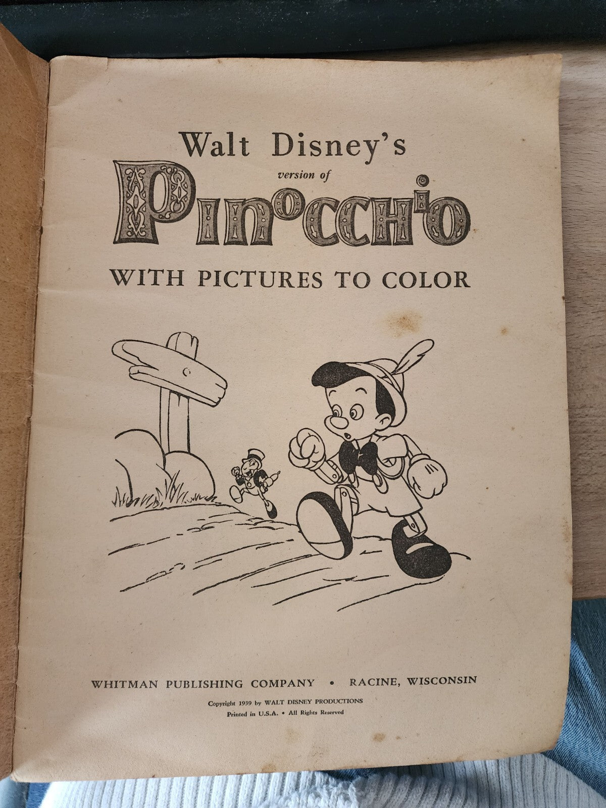 Vintage 1939 Walt Disney's Pinocchio Paperback Story Book