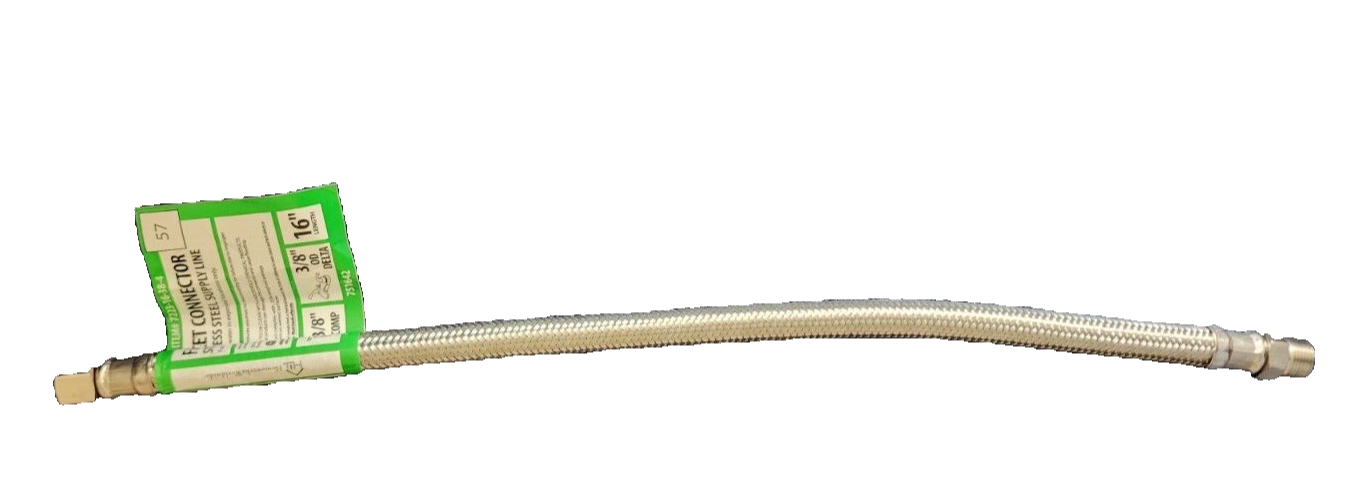 3/8" Comp 16" length Faucet Connector stainless steel supply line