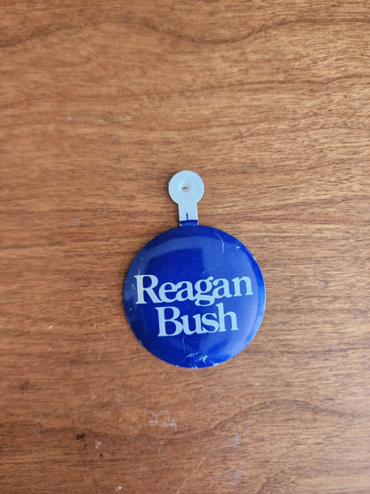 Ronald Reagan Pin Back Campaign George Bush Button Tab