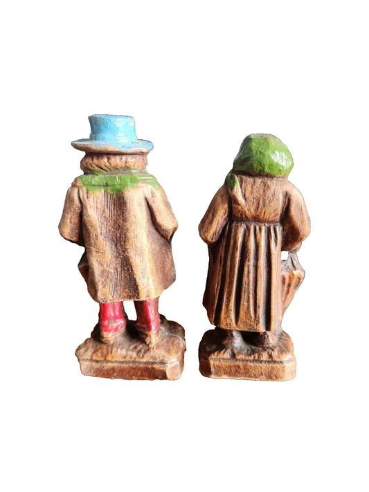 Vtg Syroco Composit Wood 1940's Figurines With Umbrellas