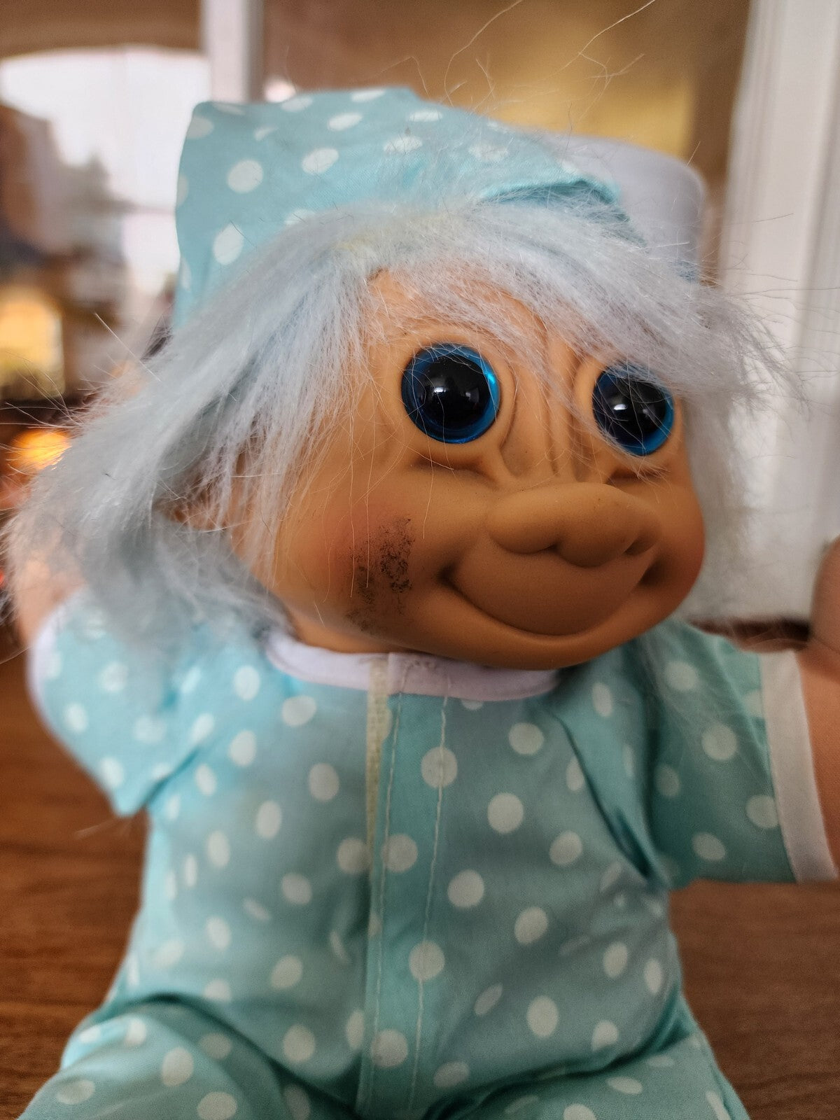 Vtg Russ Troll Doll Blue Night Cap Plush Toy