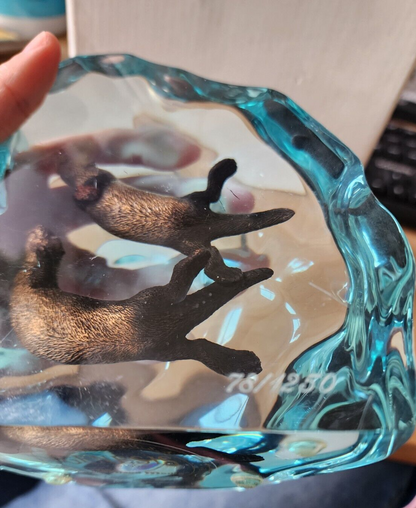 Kitty cantrell Genesis Sea Otter iceberg lucite acrylic sculpture 1994 VTG