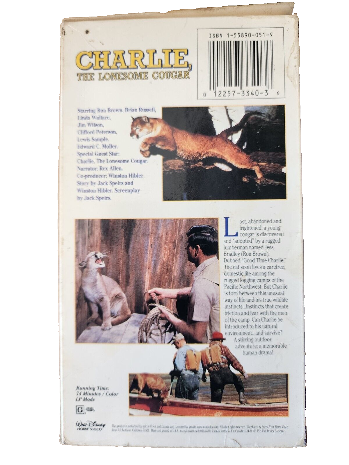 Charlie the Lonesome Cougar (VHS, 1997)