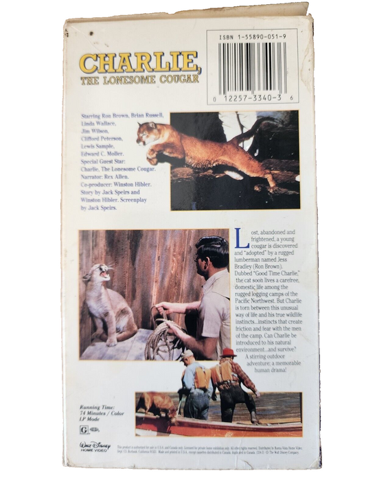 Charlie the Lonesome Cougar (VHS, 1997)