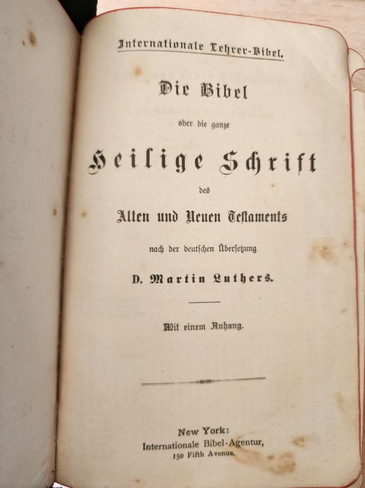 VTG German Holy Bible New Testament Psalm antique book
