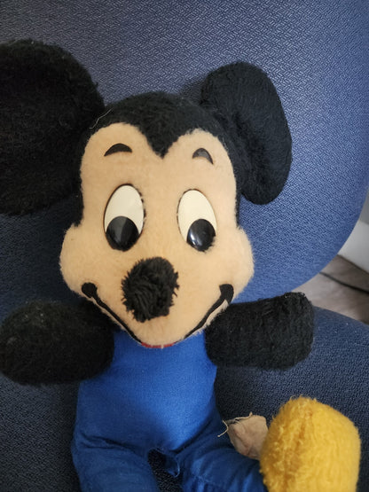 Vtg 1950s Walt Disney Mickey Mouse Plush Stuffed Toy Blue Jumpsuit