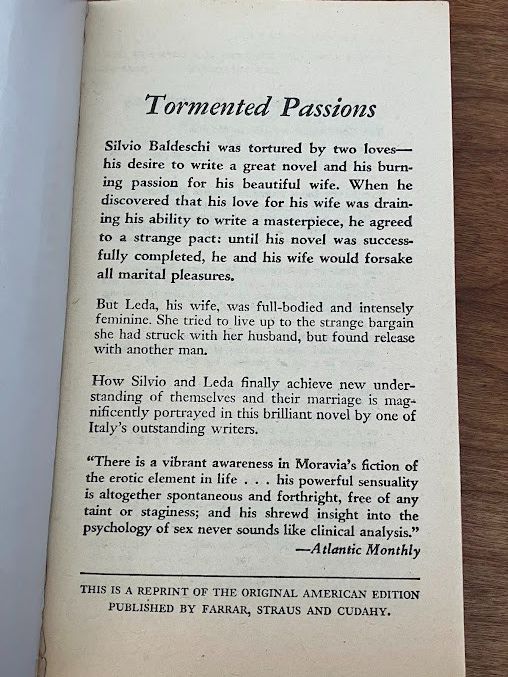 Vtg Paperback - CONJUGAL LOVE by Alberto Moravia