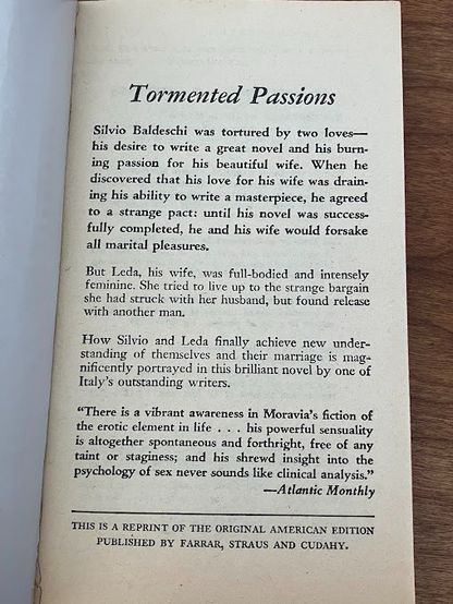 Vtg Paperback - CONJUGAL LOVE by Alberto Moravia