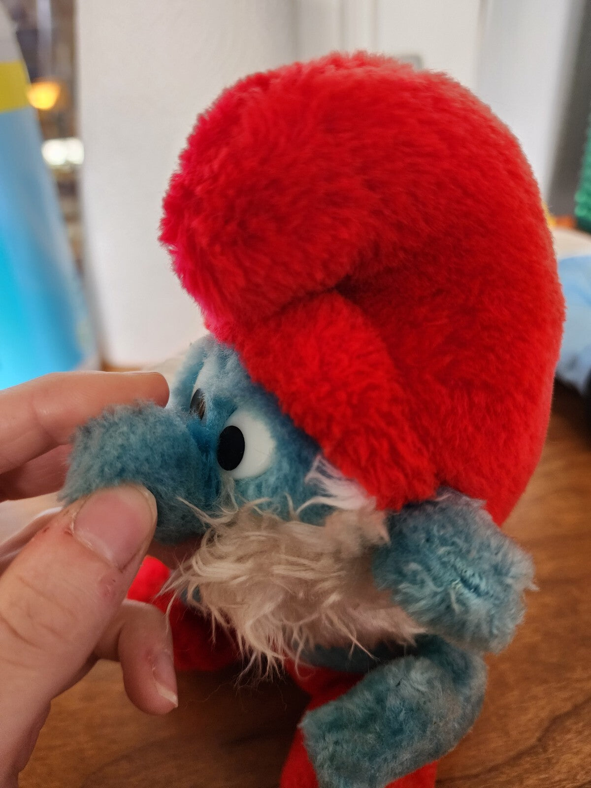 Vintage Papa Smurf 8" Plush Stuffed Toy 1981 Wallace Berrie & Co. Korea