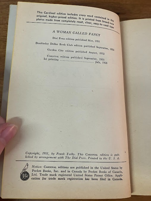 Vtg Paperback - A WOMAN CALLED FANCY by Frank Yerby