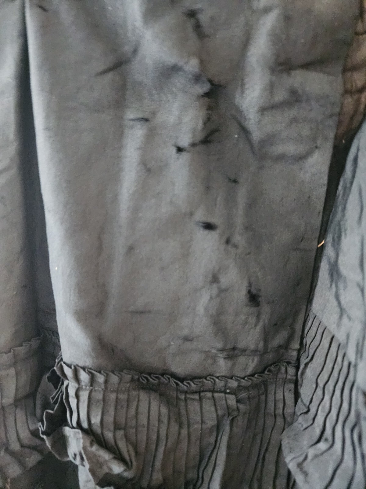 Edwardian Antique Full Long Beaded Skirt Black Silk/Taffeta