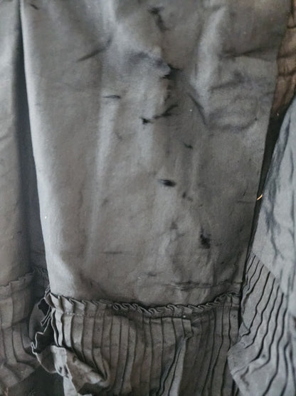 Edwardian Antique Full Long Beaded Skirt Black Silk/Taffeta