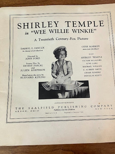 Softcover Vintage 1937 - SHIRLEY TEMPLE IN "WEE WILLIE WINKIE"