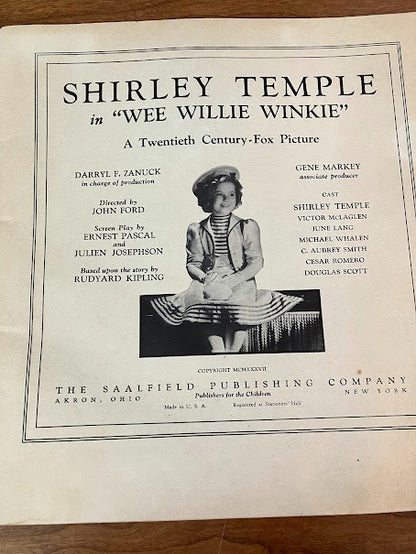 Softcover Vintage 1937 - SHIRLEY TEMPLE IN "WEE WILLIE WINKIE"