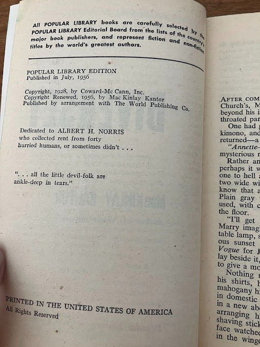 Vtg Paperback - DIVERSEY by MacKinlay Kantor