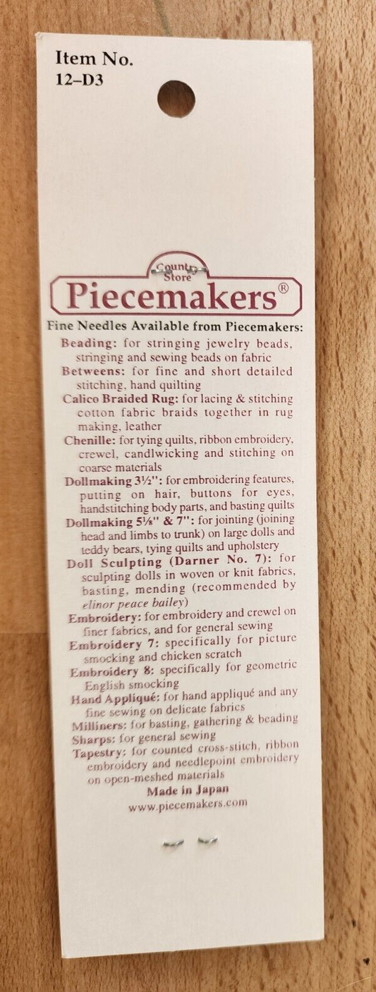 Piecemakers Doll Making Needles - NEW