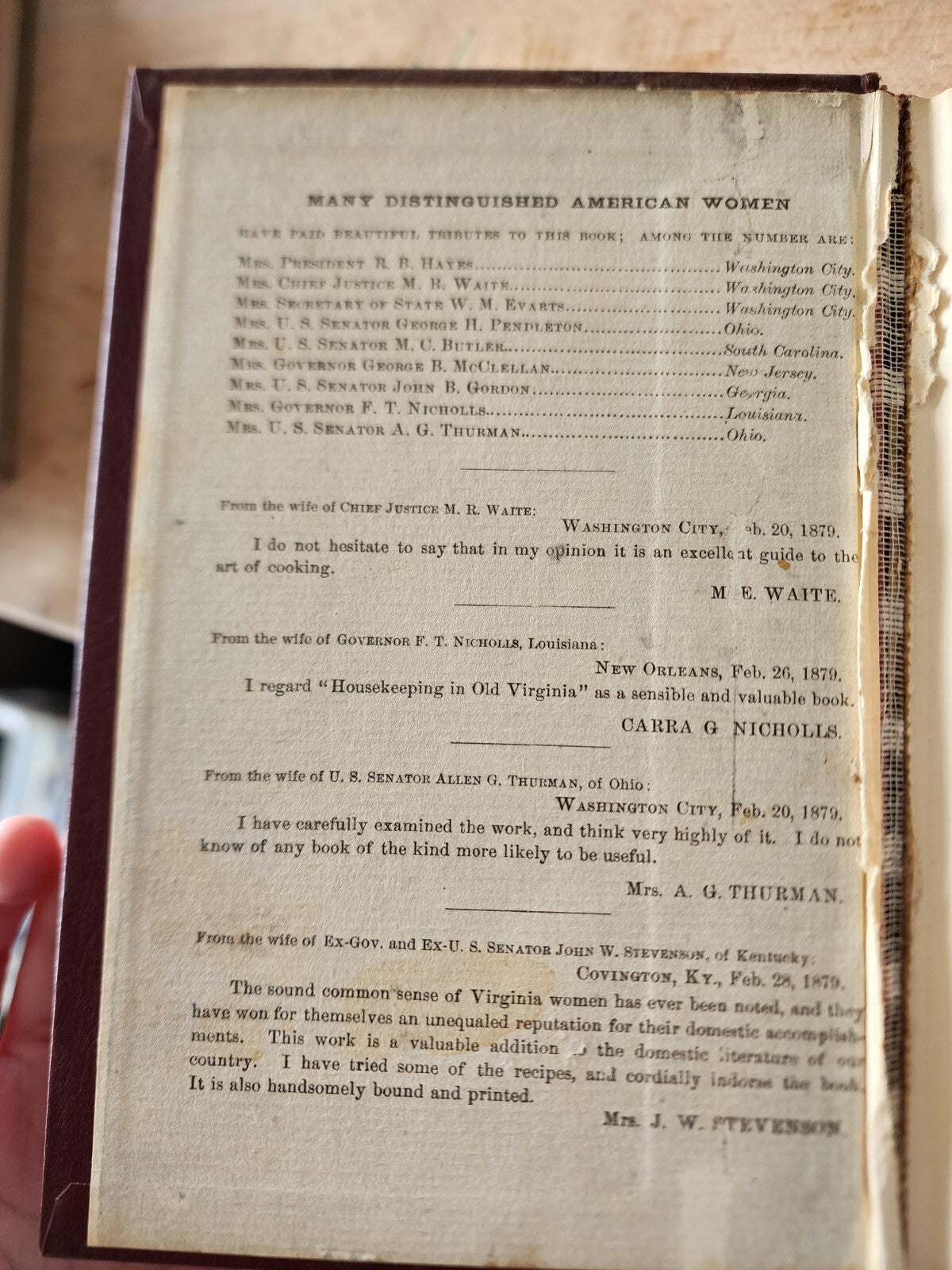Housekeeping In Old Virginia 1879 Edition Cookbook vtg Hardcover
