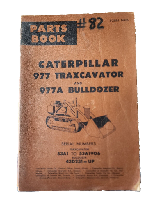 Caterpillar 977 Traxcavator 977a Bulldozer Parts Shop Manual Book