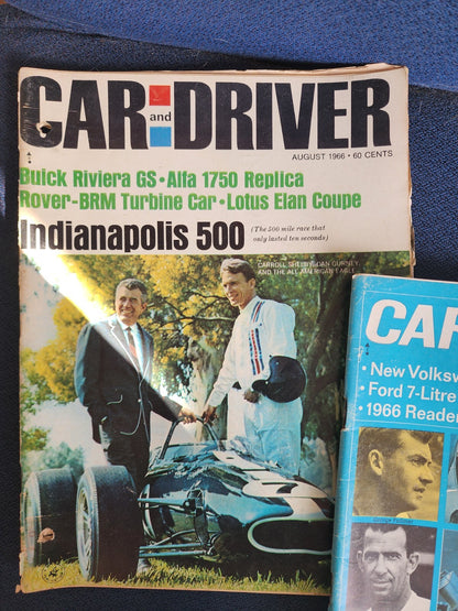 Lot of 2 Car And Driver Magazine Aug & Jan 1966 Vintage