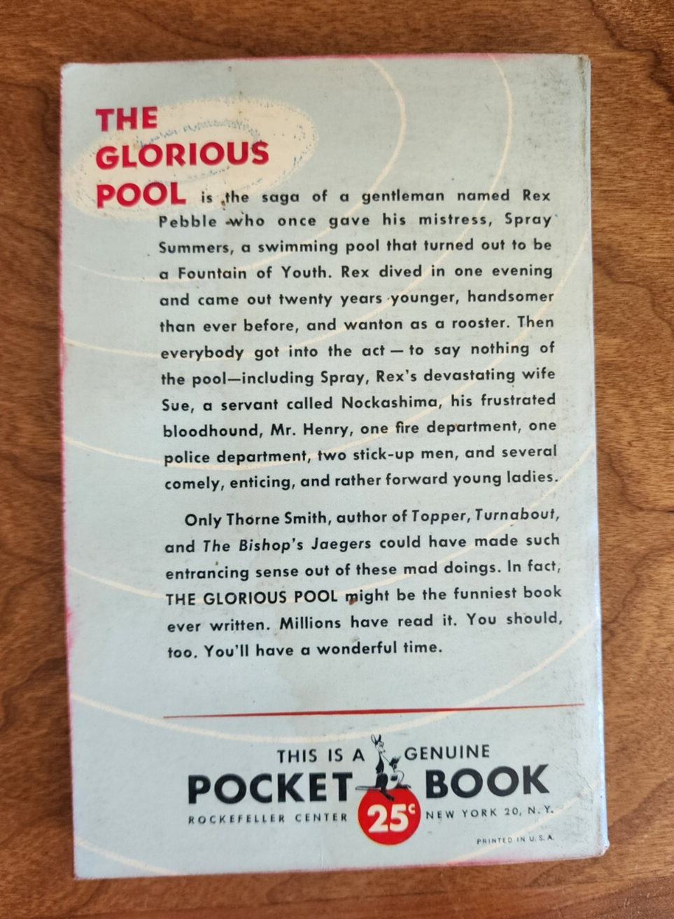 The Glorious Pool by Thorne Smith Paperback Pocket Book 1953