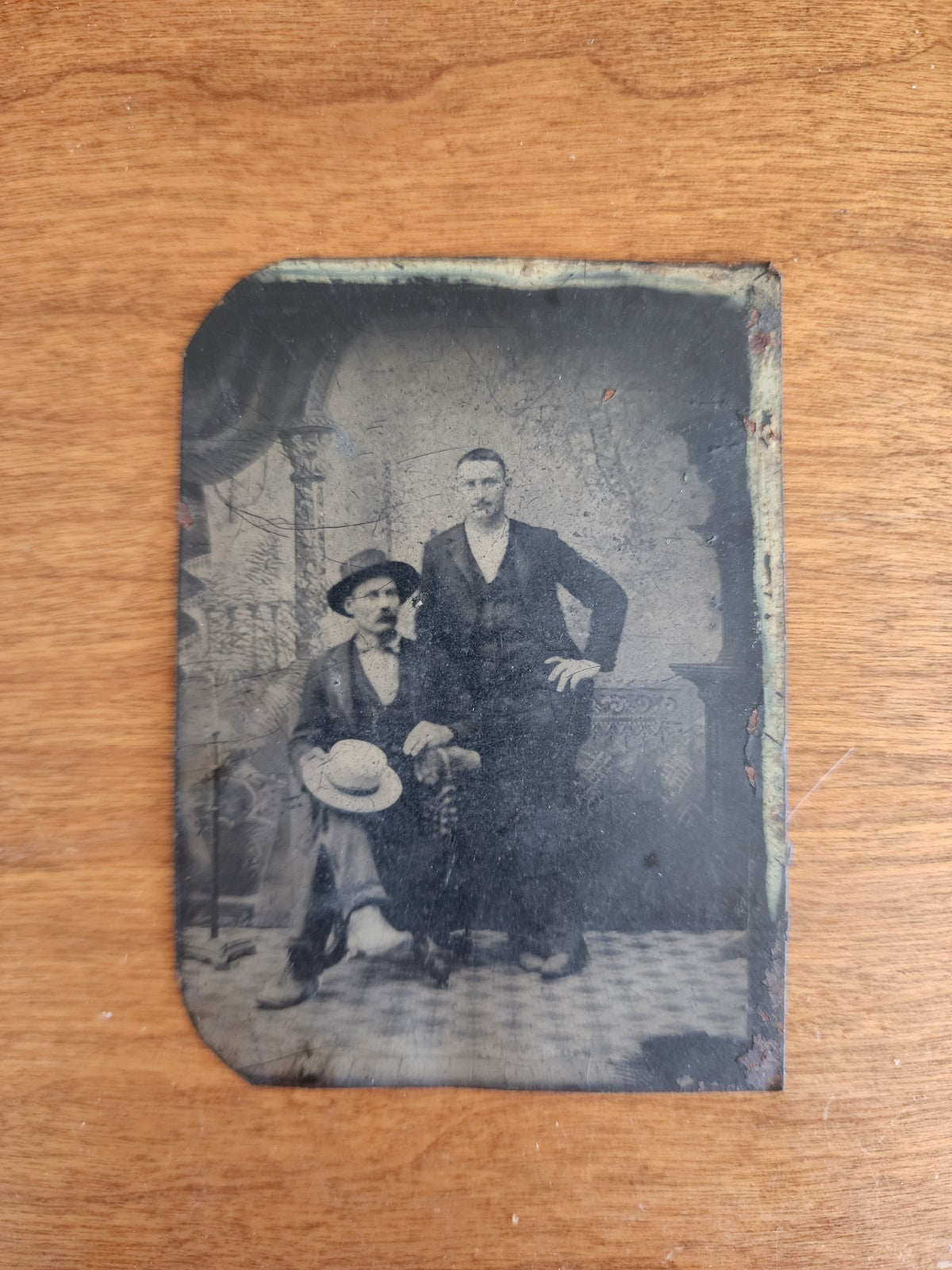 Antique Tintype Photo Portrait of Two Gentleman