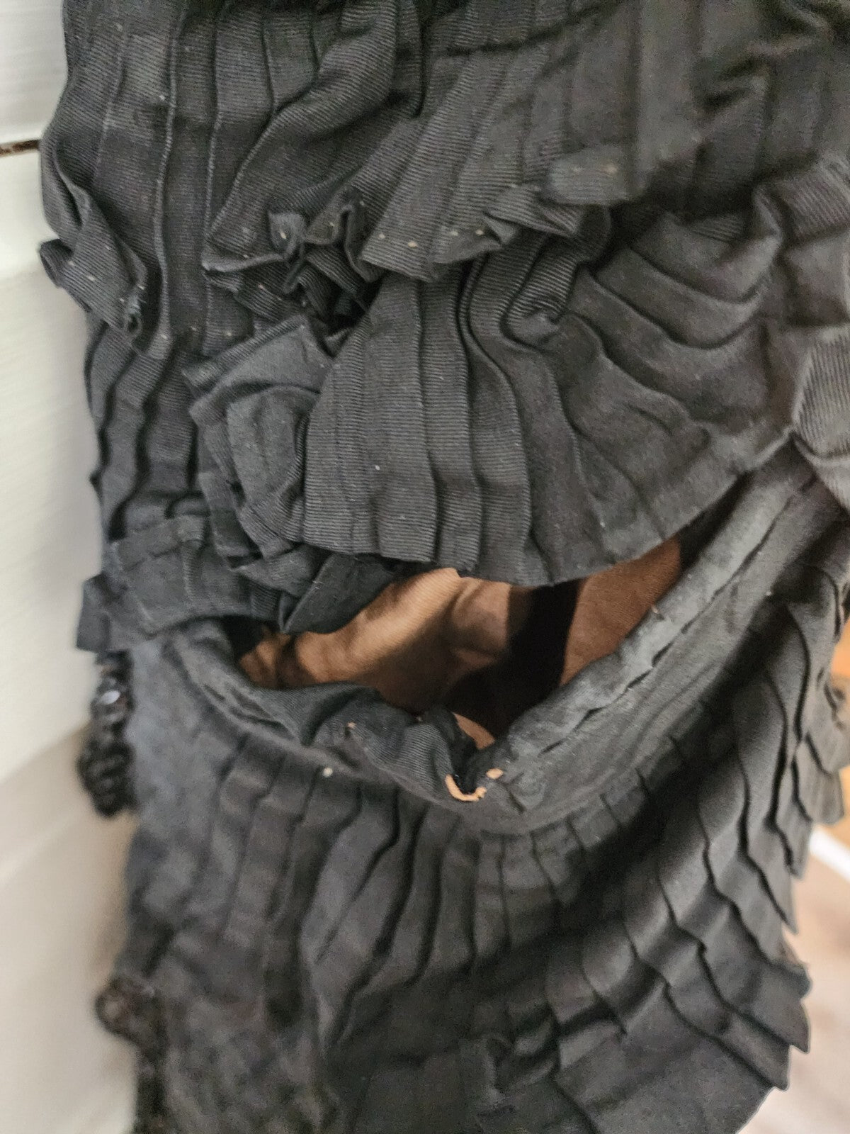 Edwardian Antique Full Long Beaded Skirt Black Silk/Taffeta