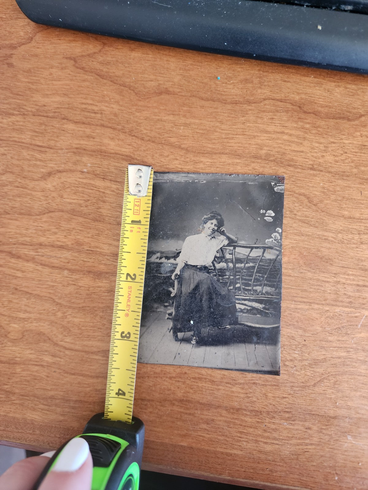 Antique Tintype Photo Portrait Lady by the Sea