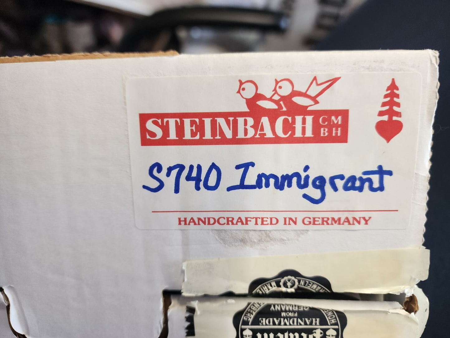 Vintage Steinbach West Germany Immigrant Wooden Nutcracker Musical Suitcase 15"