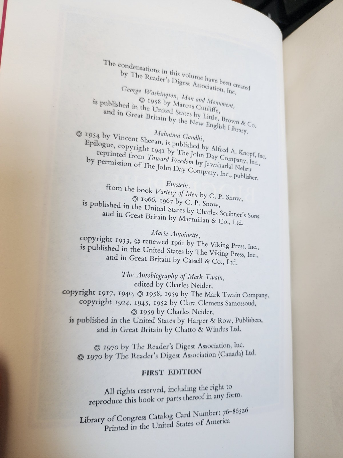 1st edition Reader's Digest Family Treasury Of Great Biographies Volume 2, 1970