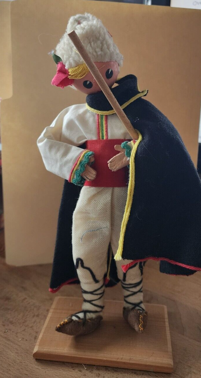 Vintage Doll Bulgaria Male Hand painted 11" Traditional Costume Souvenir