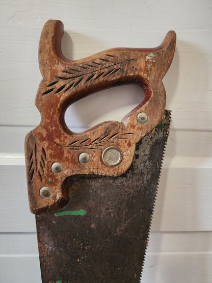 Vtg Henry Disston & Sons D-23 Hand Saw with Markings 29 1/2"