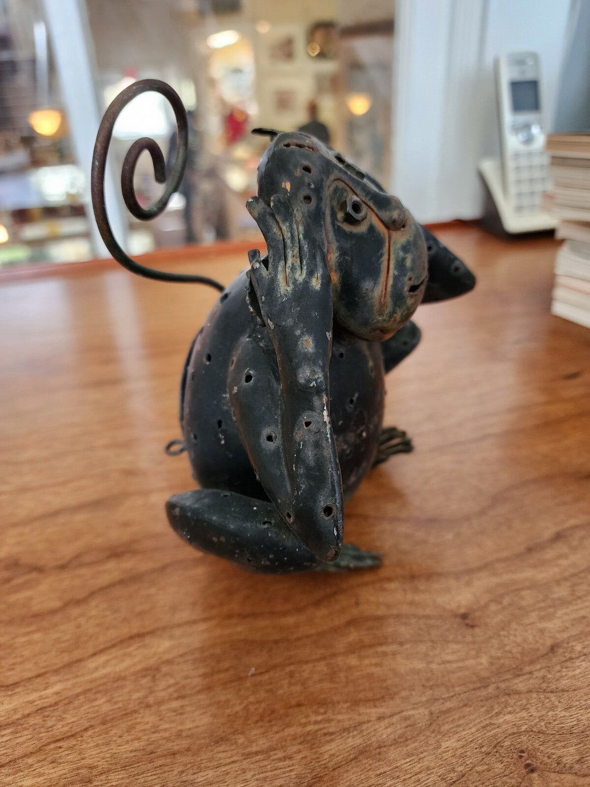 Metal 6" Monkey "Hear No Evil" Candle Holder