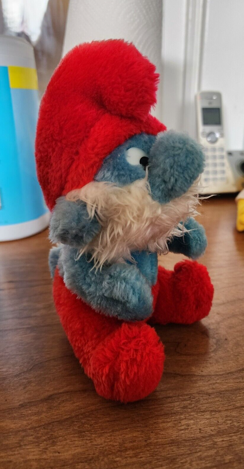 Vintage Papa Smurf 8" Plush Stuffed Toy 1981 Wallace Berrie & Co. Korea