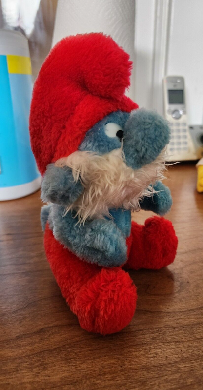 Vintage Papa Smurf 8" Plush Stuffed Toy 1981 Wallace Berrie & Co. Korea