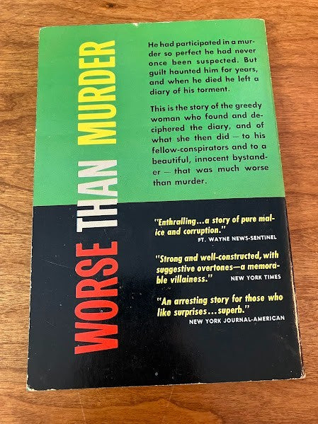 Vtg Paperback - WORSE THAN MURDER - Evelyn Berckman